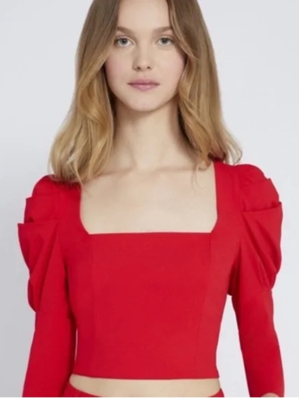 Alice + Olivia Rach Cropped Puff Sleeve Top Romantic Feminine 0